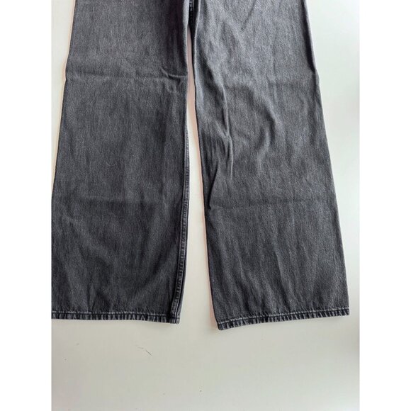 ZARA Vintage Black Denim High Rise Loose Wide Leg Ankle Jeans, Size 6/28 - Picture 4 of 11